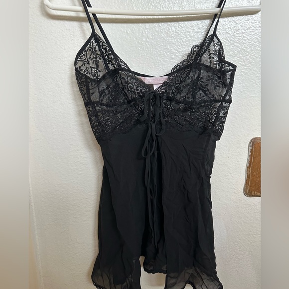 Victoria Secret Black Lace Babydoll Lingerie Top - Picture 2 of 7